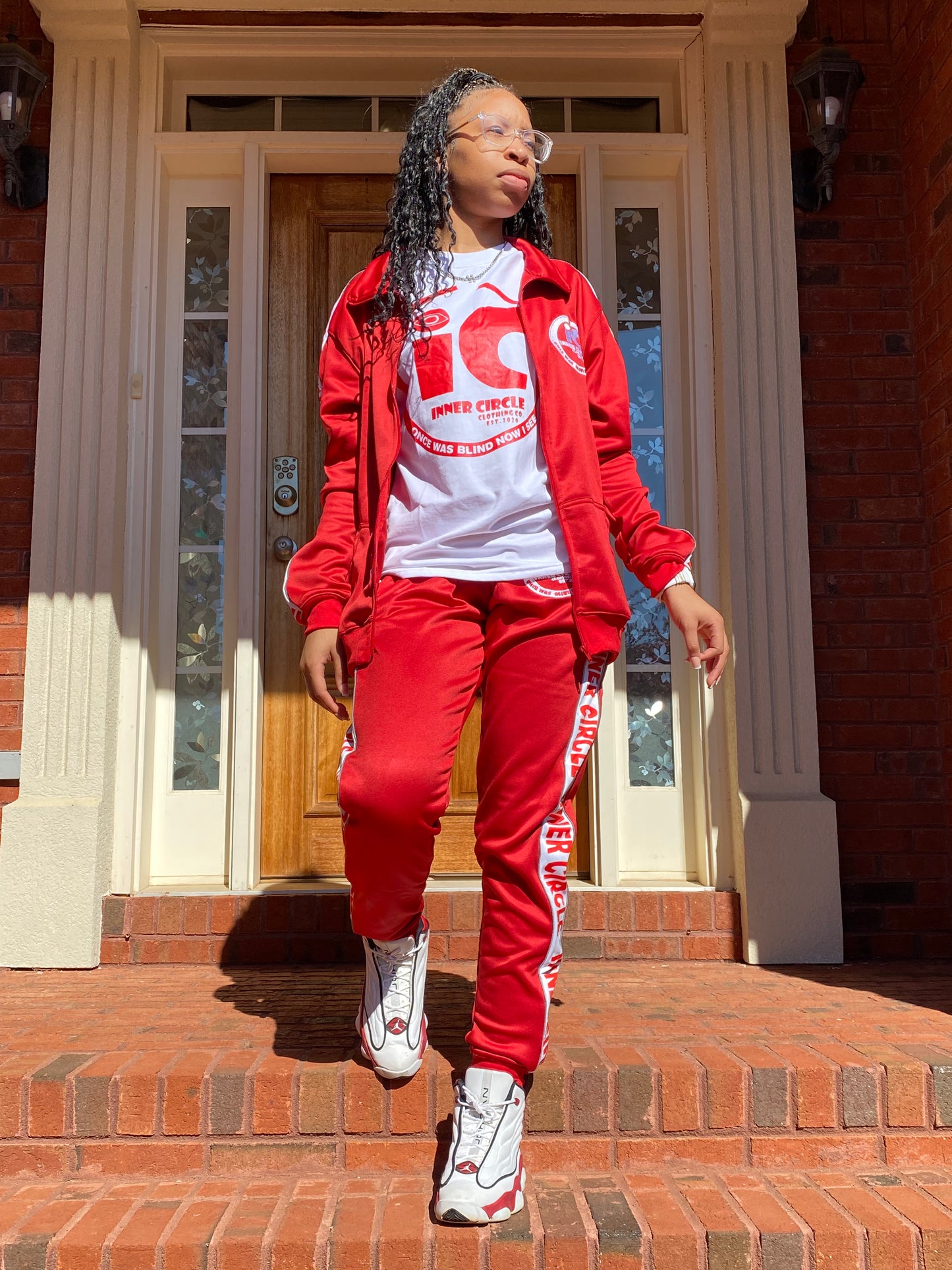 Men & Women Red & White Tracksuits Combo set