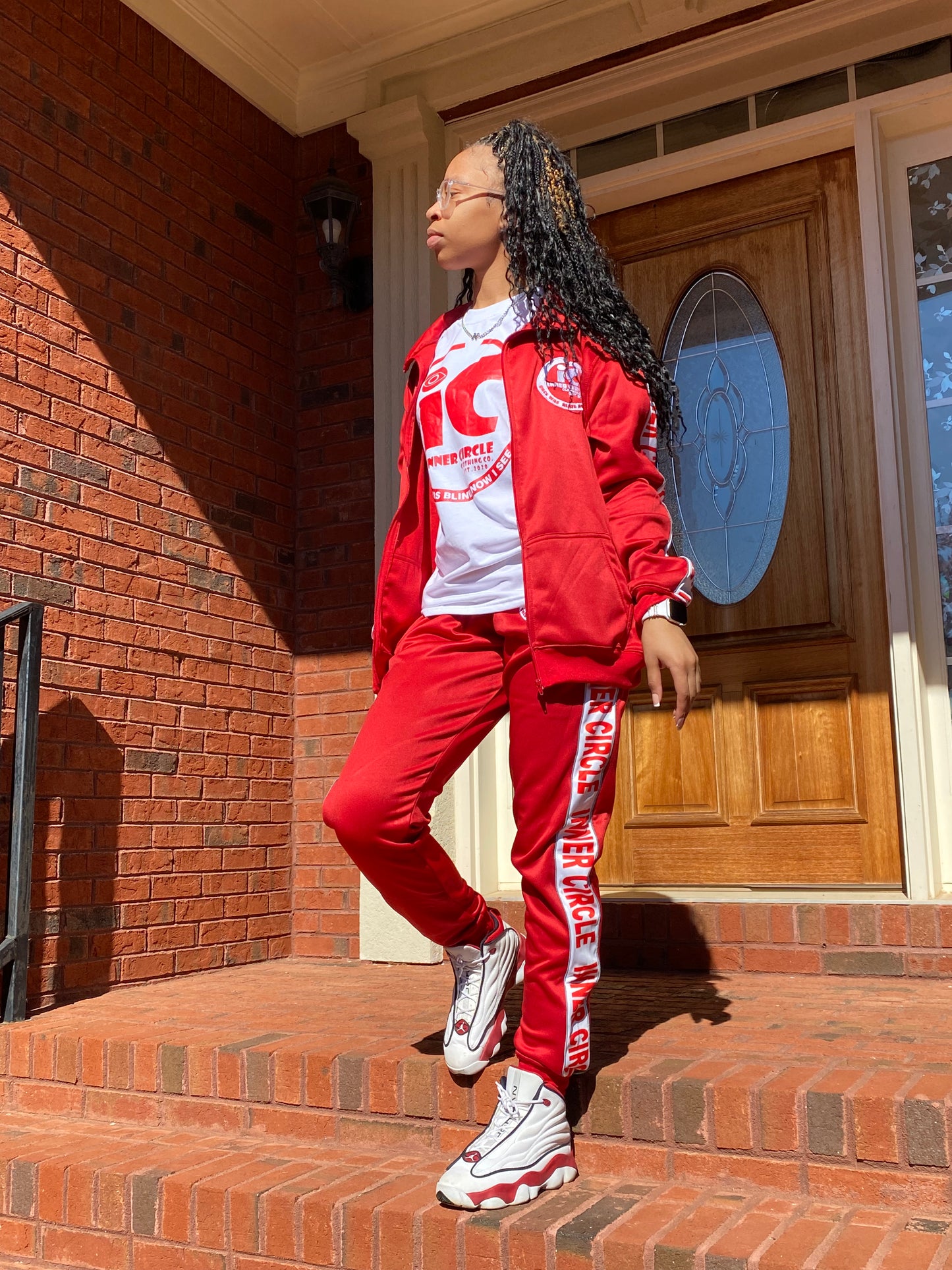 Men & Women Red & White Tracksuits Combo set