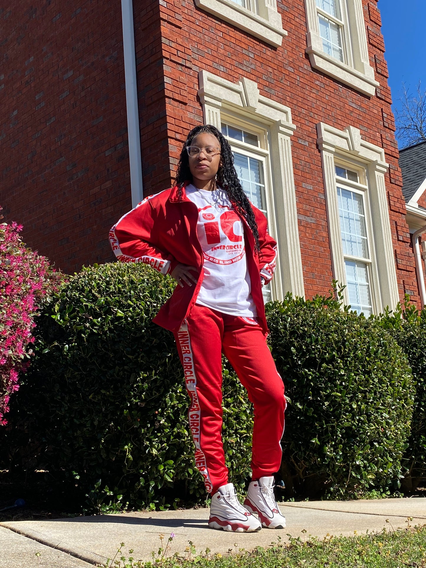 Men & Women Red & White Tracksuits Combo set