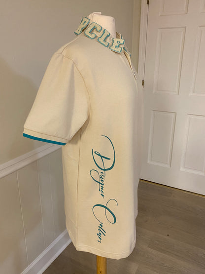 Tan & Tiffany Blue Quarter Zip Signature Polo Designer Collar