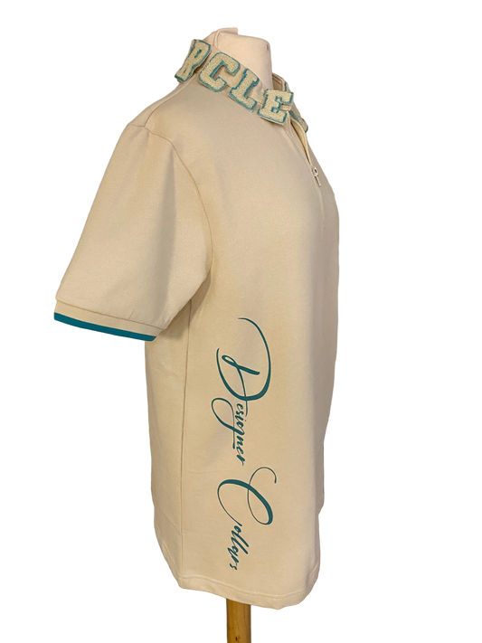 Tan & Tiffany Blue Quarter Zip Signature Polo Designer Collar