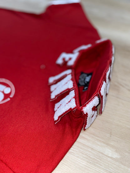 Bright Red Designer Collar Polo