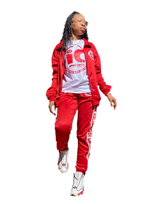 Men & Women Red & White Tracksuits
