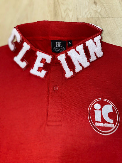 Bright Red Designer Collar Polo