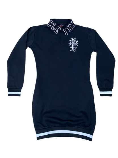 Women Black an White Designer Collar body Dress