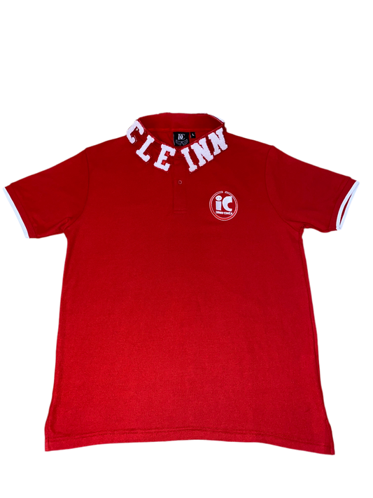 Bright Red Designer Collar Polo